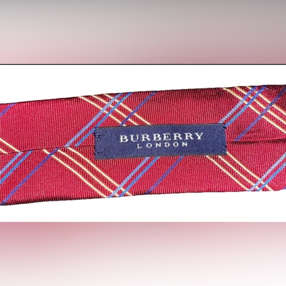 Burberry London Red Striped Tie Pure Silk Made in England - Picture 3 of 4